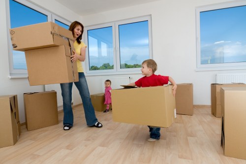 Packed household boxes prepared for removal transport