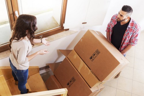 Boxes and furniture prepared for a man and van move in Catford