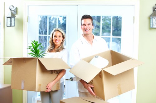 Packed moving boxes ready for removals in Catford